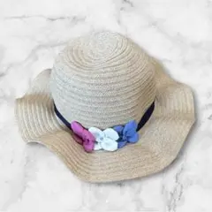 familiar 麦わら帽子 53-55cm フラワー装飾