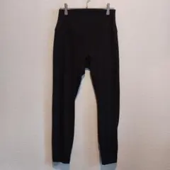 Plain yoga leggings, slim hem, size M, black, polyurethane, for fitness and yoga.