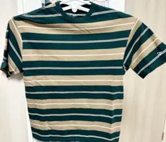 New Era ボーダーTシャツ グリーン ベージュ