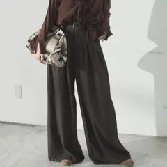 ESICA リュミエ 編みベルト付き　ウエストタックワイドパンツ