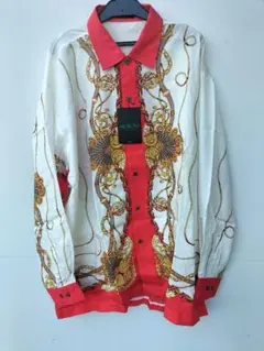 新品未使用品　レトロ ヴィンテージ長袖シャツ ヨーロピアン　スカーフ柄　総柄