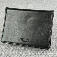 コーチ◆メンズ 2つ折りパスケース IDケース カーフレザー 黒