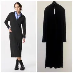 新品＊UNIQLO ハーフジップニットワンピース　L 黒ブラック