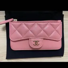 シャネル フラグメントケース マトラッセ　カードケース ピンク