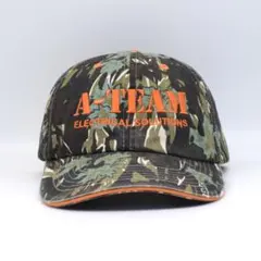 00s A-TEAM 迷彩 キャップ スモーキー カモ 刺繍 企業 総柄 古着