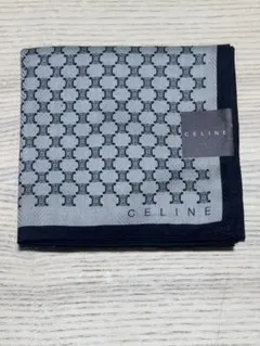 【新品未使用】CELINE セリーヌ ハンカチ シルク混 マカダム柄 グレー⁠