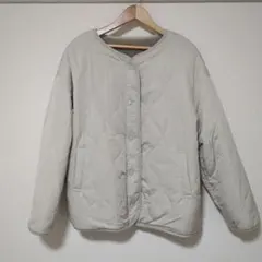 ベージュリバーシブル キルティング ボアジャケット