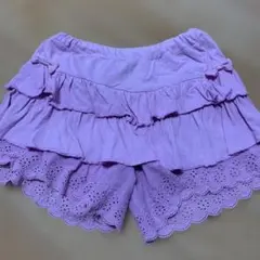 紫色 フリル付き ハーフパンツ