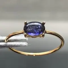 【もりさまご確認用】アイオライトサンストーンのオーバルカボションリング0215