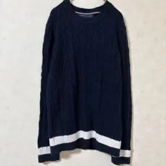 TOMMY HILFIGER ケーブルニット セーター ネイビー L
