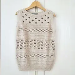 theory luxe ニットベスト ベージュ 透かし編みのサムネイル