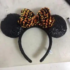 ミッキーマウス風カチューシャ 黒とオレンジ