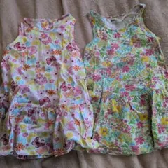 H&Mカラフルな蝶と花柄ワンピース2点セット