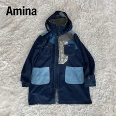 Amina アミナ チャイハネ バックキリム柄 刺繍 モッズコート ブルー F
