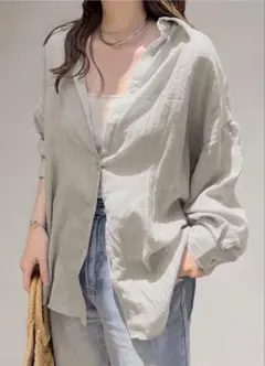美品★SIMPLICITE★長袖★リネン★シャツ★ベージュ