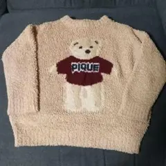 ジェラピケ　クマ刺繍 ベージュ ボアトレーナー