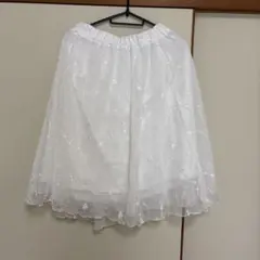 【美品】ハニーズ コルザ チュール刺繍スカート M 白 ホワイト Honeysのサムネイル