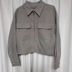 GU ジーユー チェッククロップドシャツジャケット Mサイズ