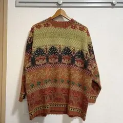 ニットセーター 多色柄　Mサイズ　古着used