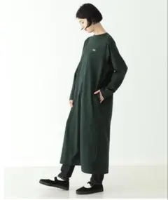LACOSTE×BEAMS BOY/ 別注 ボートネック ドレスGREEN