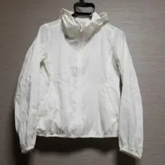 ホワイト フード付き ジップアップパーカー