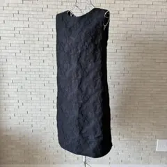 美品　IKUKO イクコ ジャガード ワンピース 黒 花柄 日本製 M 上品