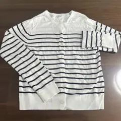 ユニクロ　UVカットクルーネックカーディガン　ボーダー M