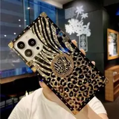 ★値下げ中★iPhone13 ケース ヒョウ柄 スマホ カバー リング スタンド
