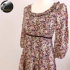 Apuweiser-riche　ワンピース　総柄　花柄　バックリボン　茶系　1