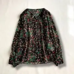 【美品】TOMORROWLAND ヴァインリーフ花柄ショルダータックブラウス36