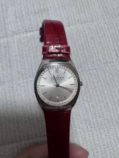 SKAGEN 腕時計 レッド レザーベルトのサムネイル