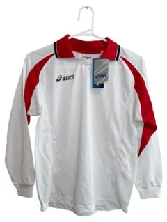 【タグ付未使用】アシックス ジュニア ゲームシャツ長袖 140 ホワイト×レッド
