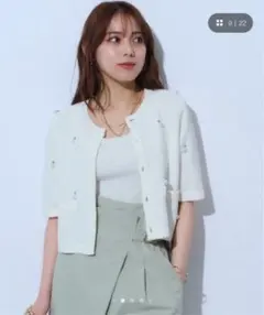 Mystrada ビジュークロップドカーデ　ホワイト 38のサムネイル