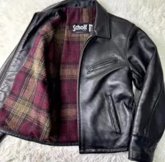 Schott ブラック レザー シングルライダースジャケット