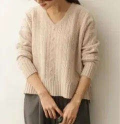 URBAN RESEARCH DOORS アラン柄ワイドVネックニット