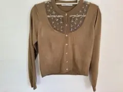 ZARA カーディガン　ビーズ刺繍　ブラウン