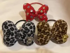 ミニーちゃん リボン型ヘアアクセサリー3点セット