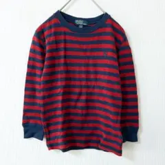 ポロバイラルフローレン ワッフルロンT ボーダー ネイビー×レッド 110
