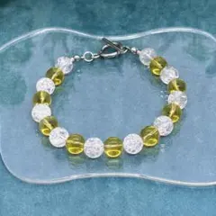 【一点物】天然石☘️ シトリンとクラック水晶のブレスレット 〈MY-017〉