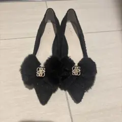 RANDA パンプス ブラック リボン付き