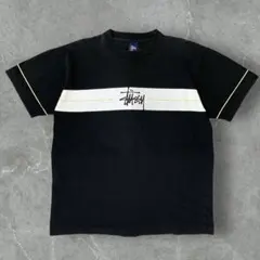 【希少レア/90s】Stussy オールドステューシー ストライプロゴTシャツのサムネイル