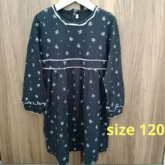 コンビミニ　ワンピース　120 長袖　花柄　ブラック