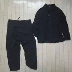【中古】無印良品 インドの手紬ぎ手織りパジャマ ブラック L
