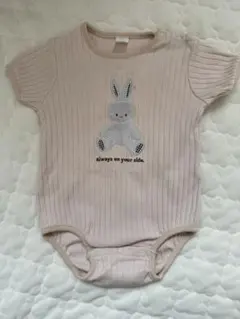 ウサギ刺繍ピンク　ロンパース　コトリ Cottoli 80