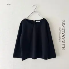 【ビューティアンドユース】ツイルブラウス　長袖　ネイビー　アローズ　秋　濃紺