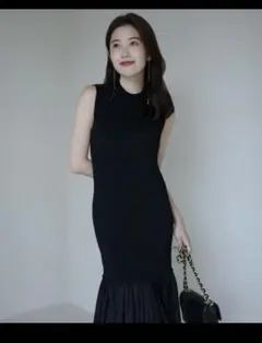 anuans カスケードニットドッキングワンピースS定価25300