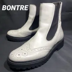 ★BONTRE ボントレ サイドゴア レザー ウイングチップ ホワイト 23㎝