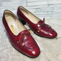 GUCCI グッチ 23cm パンプス 革靴 レザー 赤系 リボン 36B