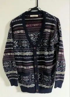 ノルディック柄 ネイビー カーディガン