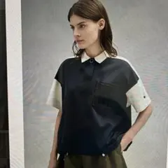 LANVIN ブロッキング半袖シャツ 黒・白のサムネイル